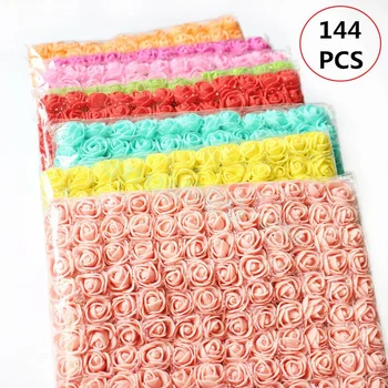 

144pcs 2.5cm Artificial Flowers Foam Rose Heads Home Wedding Party Decor Simulation Small Rose DIY Flower Wreath Making Supplies