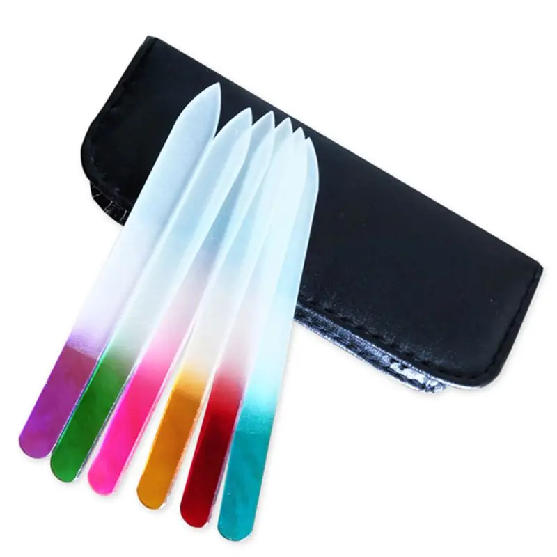 

14 x 1.2 x 0.3cm 6pcs Professional Glass Nail File UV Gel Polish Cuticle Remover Makeup Manicure Art Tools with Storage Bag
