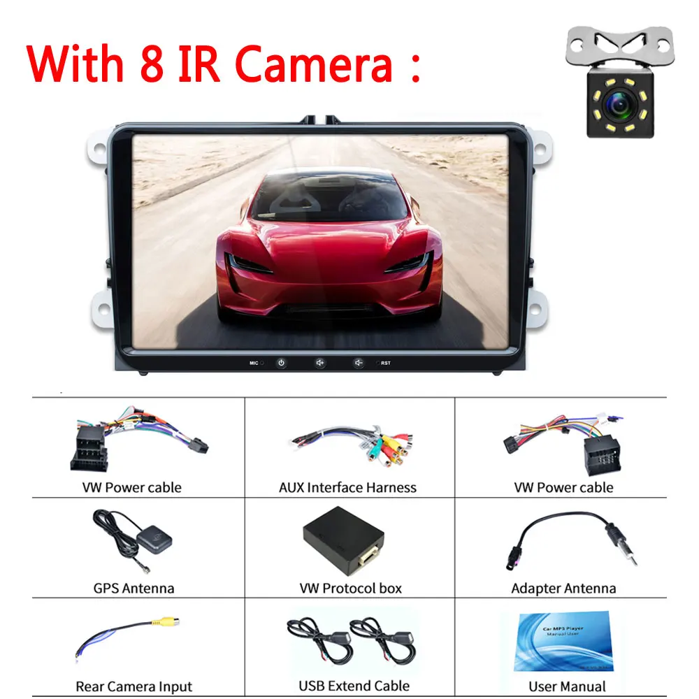 LeeKooLuu Android Автомагнитола 2 Din Авторадио gps для VW Passat B6 Volkswagen Skoda Octavia 2 Superb Jetta T5 Golf 5 6 мультимедиа - Цвет: With 8IR camera