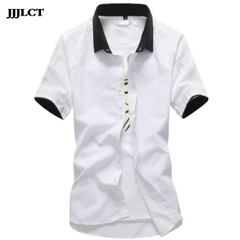 

Pure color men's casual lapel shirt 2019 new men's casual short-sleeved shirt