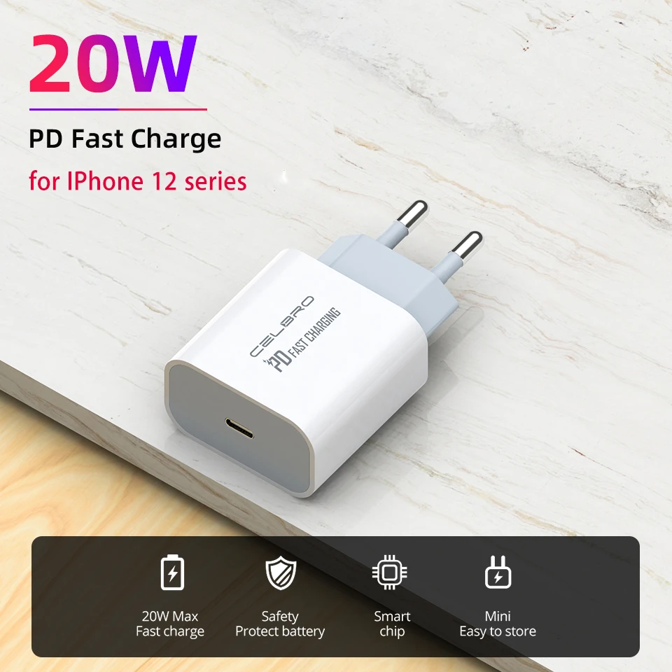 For Iphone 12 Charger Pd w Usb C Adapter Type C Cargador For Iphone 12 Pro Max I Phone Charger Fast Usb Chargers Eu Us Uk Plug Mobile Phone Chargers Aliexpress
