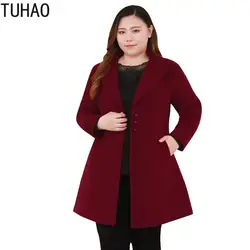 TUHAO, элегантное шерстяное пальто для женщин среднего возраста, большие размеры 10XL 9XL 8XL, Женское шерстяное пальто, зимнее длинное шерстяное