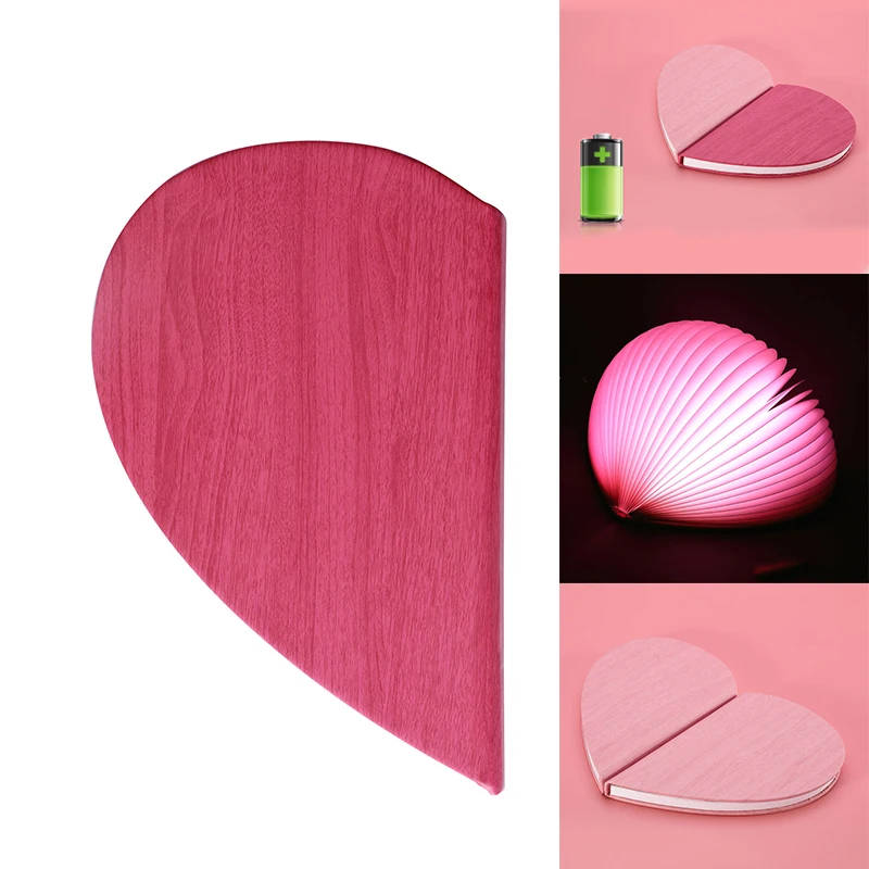 

New Cartoon Book Lamp LED Night Light for Birthday Heart-shaped Folding Table Lamp Home Decor Bathroom NE