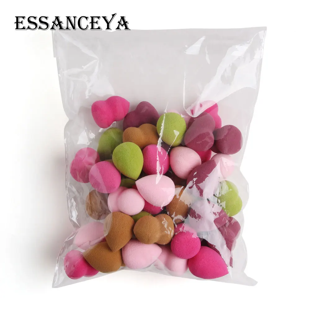 ESSANCEYA, 50 шт., красочная губка для макияжа, мини размер, косметическая губка, спонж, тональный крем, косметический инструмент для макияжа