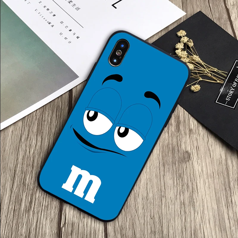 Милый M& M'S шоколадный конфетный чехол мягкий силиконовый черный чехол для телефона X XR XS Max для iPhone 6 6plus 7 8 plus 5 5S SE - Цвет: H19072310-06.jpg