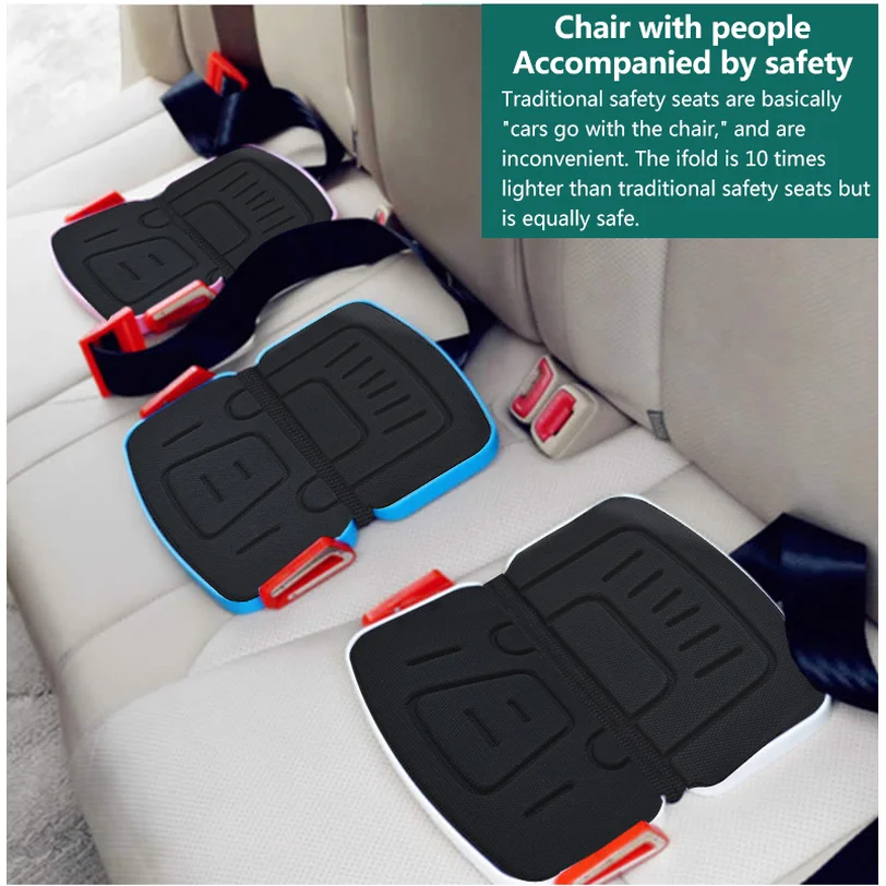 

Foldable Child Safety Seat Baby Toddler Booster Seat Cushion Three-point Safety Harness Kids Travel Portable Car Safety Seats