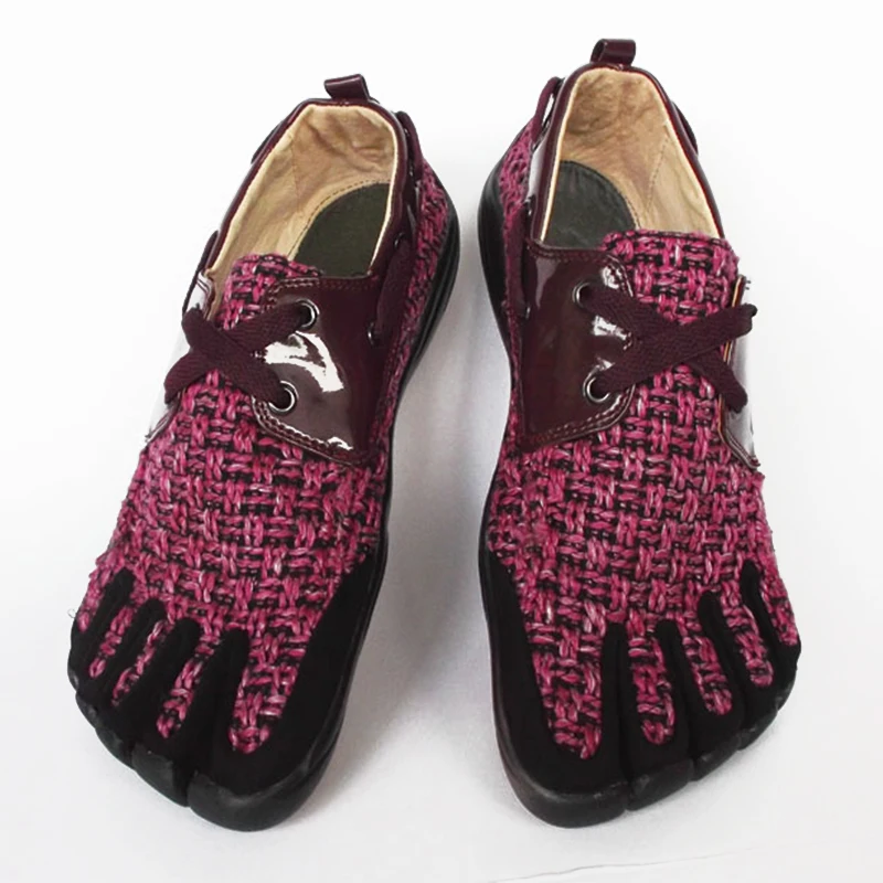 Purple Red IDEALSLIM Five 5 обувь с изображением пальцев Мужская прогулочная обувь Нескользящая светильник с 5 носками - Цвет: Purple Red