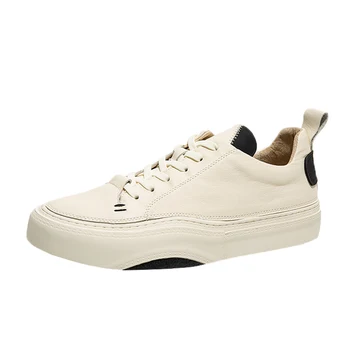 

Spring Low Top Sneakers Retro Men Genuine Leather Casual Trend White Shoes all-match cowhide men casual shoes Leisure shoes