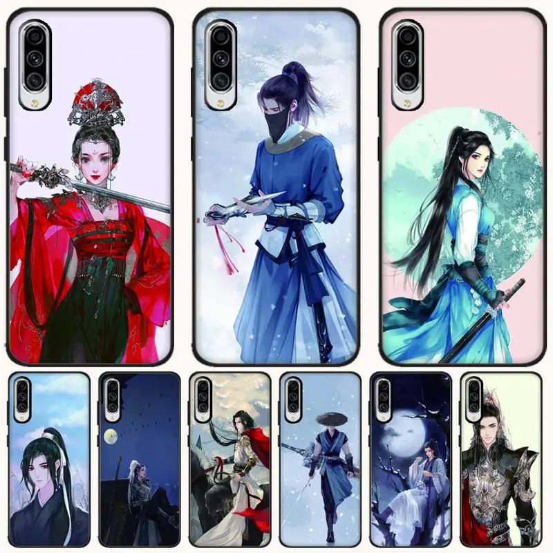 

LJHYDFCNB Chinese style Soft Silicone Black Phone Case For Samsung A10 20 30 40 50 70 10S 20S 2 Core C8 A30S A50S