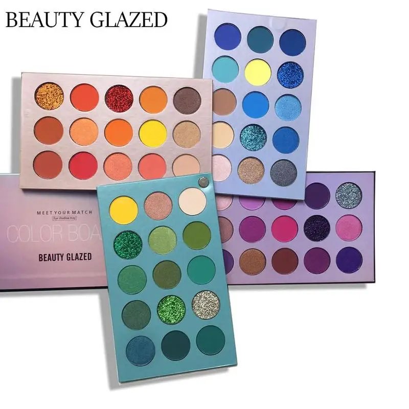 Beauty Glazed 60 Colors 4 in 1 Color Long Lasting Board Eye Shadow Tray Matte Shimmer Glitter Palette Good Pigment Eye Makeup