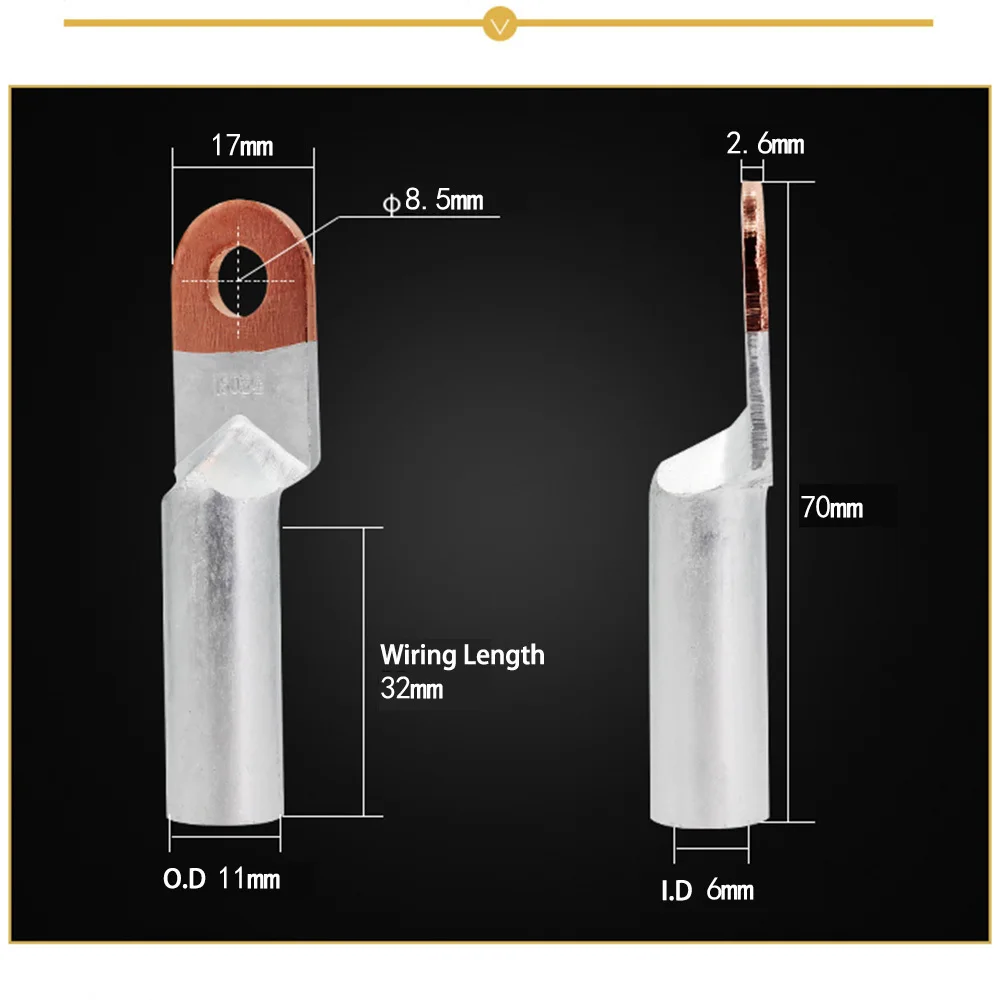 15pcs O-Ring Terminal Lug DTL-16 Copper And Aluminum Transition Wiring Cable Joint National Standard A Level 16 Square