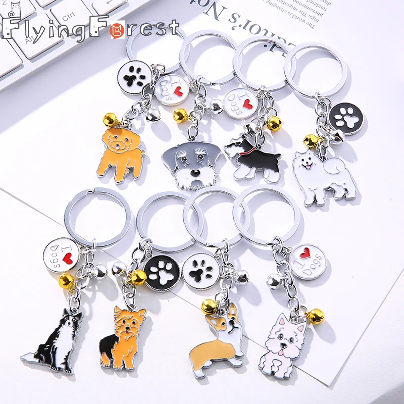 Cute pet Keychain dog Key Ring Boyfriend Gift Bag Charm Animal Couple  Keychain Lovely Car Keyring Gift Women Jewelry