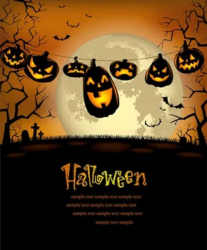 

Funny pumpkin lamp Halloween photo backgrounds fabric child photography backdrops for photo studio props Fotografia funds HA-361