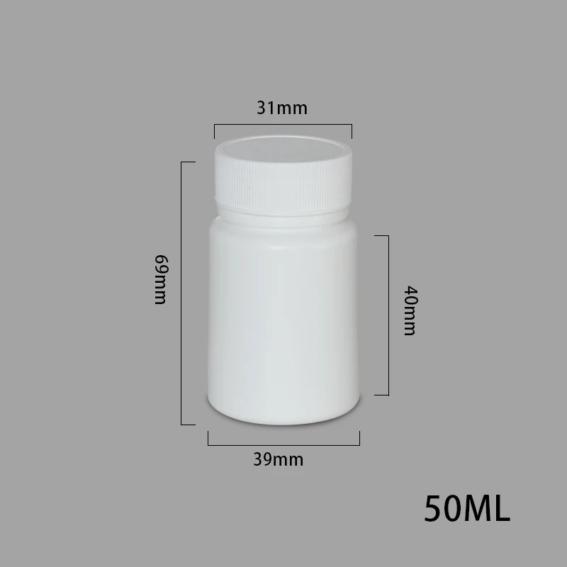 50 set of 50ML 50 шт 112 мл белая пластиковая Медицинская бутылка с защищающей от детей крышкой для капсул таблеток пищевого качества HDPE материала - Цвет: 50 set of 50ML