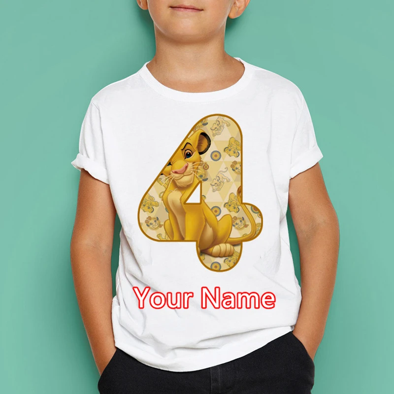Детская модная футболка с принтом Король льва Simba круглым вырезом номером на день