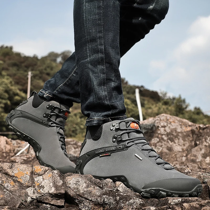 XIANG GUAN Men Hiking Shoes Male Waterproof Trekking Boots Outdoor Jogging Sneakers Tactical Trainers Climbing Mountain Shoes