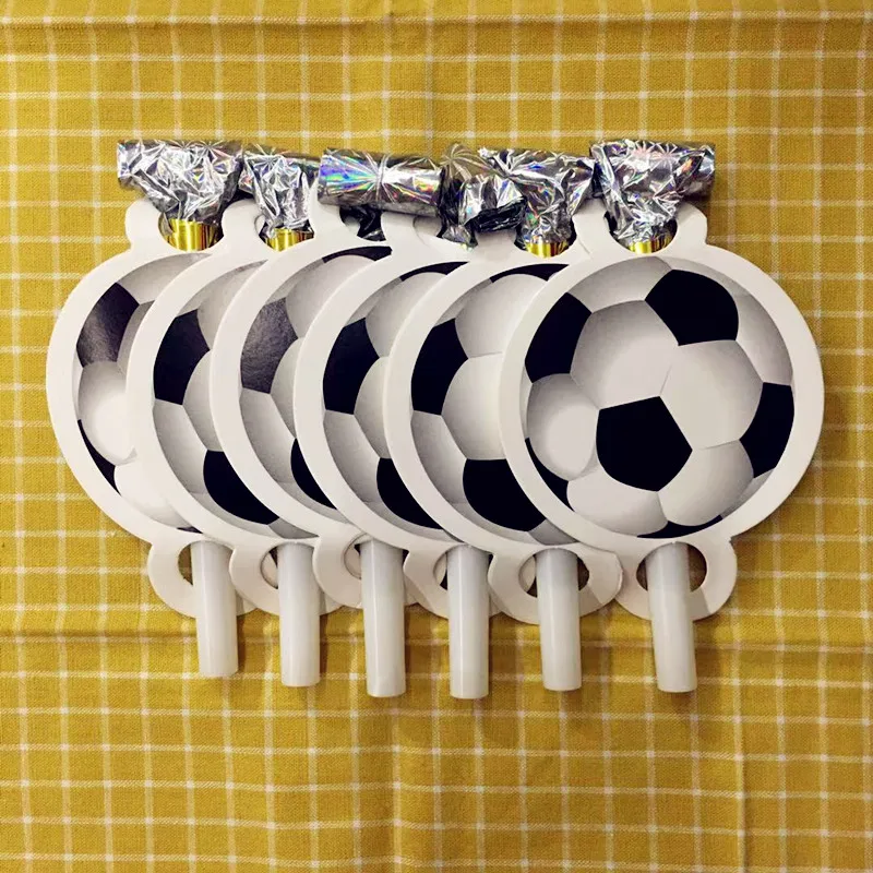 Белый Черный Футбол тема кубок тарелка посуда набор дети девочка мальчик подарок с днем рождения украшения - Цвет: 6pcs blow outs