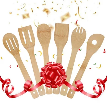 

Utensil Set Wooden Cooking Spoons of Bamboo Kitchen Utensil Set Cooking Spatulas Nonstick Pan and Cookware Tuners Non-Stick,Spoo