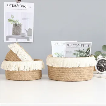 

Jute Desktop Storage Basket Seagrass Basket Wicker Storage Basket for Toys Organizer Cosmetic Storage Box Toy Gift Baskets