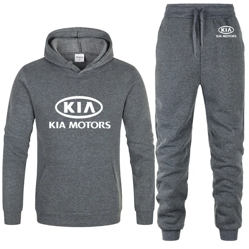 Толстовки для мужчин, автомобиль kia, принт логотипа, унисекс, толстовка, модная мужская толстовка с капюшоном в стиле хип-хоп harajuku, повседневные флисовые толстовки, штаны, костюм из 2 предметов - Цвет: 814