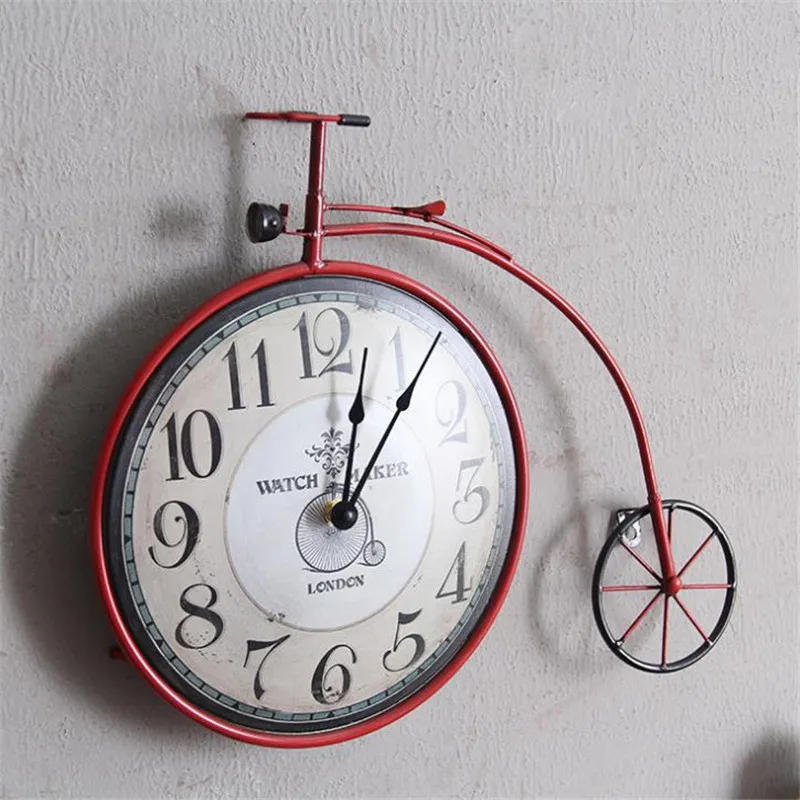 Retro American Country Bicycle Wall Clock Living Room Bedroom Personalized Home Decor Wall Watch New Hanging Clock
