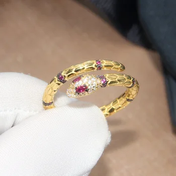 

Baoyocn Brand Designer 925 Sterling Silver Yellow Gold Color Red Eyes Snake Ring Pave Cubic Zirconia Women Fashion Brand Jewelry