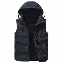 8XL Мужская Зимняя Повседневная Верхняя одежда камуфляж теплый капюшон жакет жилетка жилет Мужская без рукавов водонепроницаемые куртки парки Жилеты мужские
