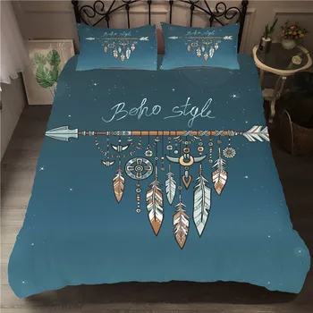 

Bedding Set Bohemian Dream Catcher Quilt Feather Pillow Case 2/3 Large