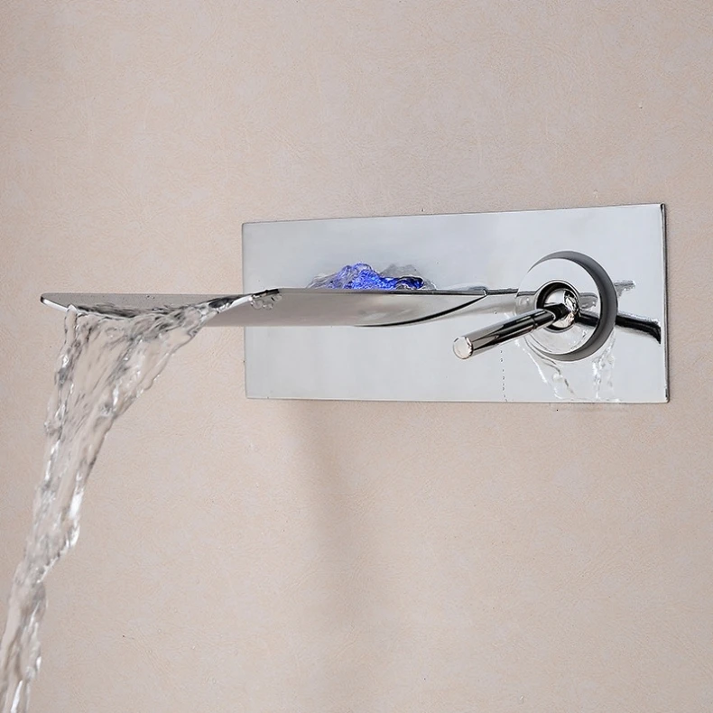 Установлен на стене, хромированный кран для ванной комнаты, кран-водопад, смеситель с одной ручкой, Серебряный кран lt-306