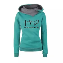 Letter Pattern Print Sweatshirts Tops Women Long Sleeve Warm Pullover Hooded Sweatshirt Female Plus Size Hoodies Feminine