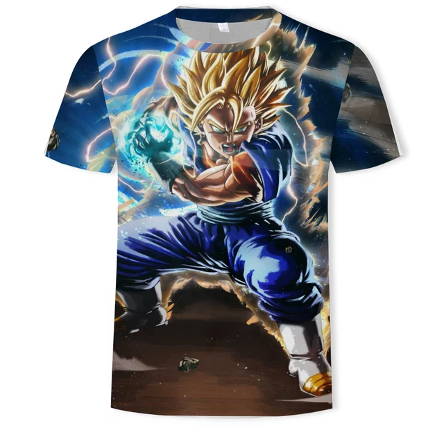 New Men's Summer Short Sleeve Round Neck T-shirt Fashion 3D Printing Dragon Ball Series New Men's Tops Parent-child Wear T169