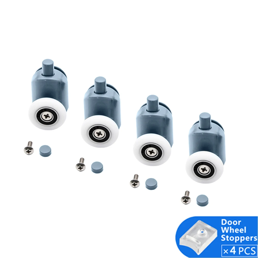 4pcs Single Down До 4 никель-металл-8 шт./компл. Двойной верхний один вниз 23 мм/25 мм/27 мм хромированные колеса раздвижные двери подшипник ролики оборудования для душевой кабины - Цвет: 4pcs Single Down