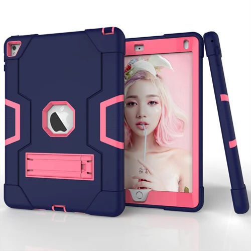 dark blue rose red Бронированный Чехол для iPad Air 2 iPad 6, детский безопасный сверхмощный силиконовый чехол с прочной подставкой для iPad Pro 9,7 дюйма чехол для планшета+ ручка - Цвет: dark blue rose red