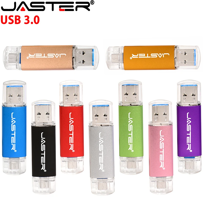 

JASTER OTG 3.0 USB Flash Drive 128GB 64GB 32GB 16GB 8GB Fast speed Pen Drive for Smart Phone/laptop Over 10PCS Free Custom Logo