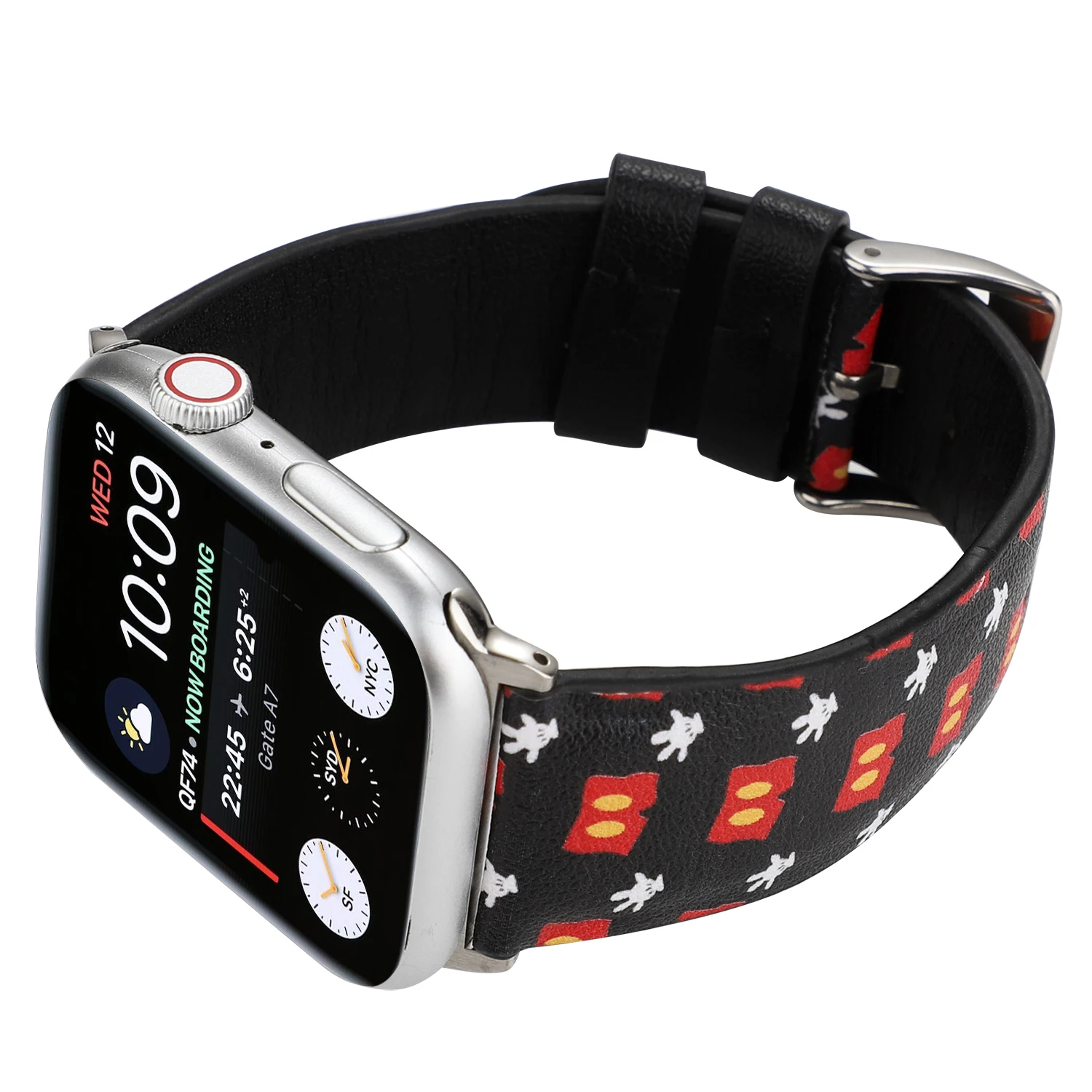 Ремешок из натуральной кожи для Apple Watch 5 band 4 44 мм 40 мм браслет с принтом Микки Мауса Для iwatch Series 3 2 1 38 мм 42 мм