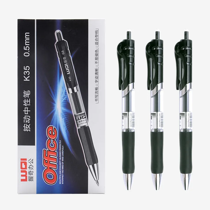 Press Gel Pen Quick-drying Office Stationery 12 PCS Pen 0.5MM Wholesale Student Pen Office Accessory Stationery Pens for School