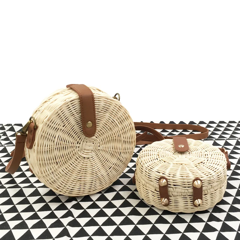 Handmade Round Straw Beach Bag Women Rattan Shoulder Crossbody Bags Bohemian Summer Rattan Weave Female Messenger Bag - Image 5
