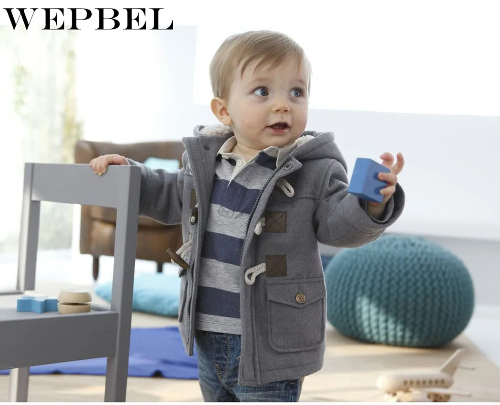 WEPBEL/куртка для маленьких мальчиков; осенне-зимняя одежда; цвет серый, коричневый; Верхняя одежда; пальто; плотная детская одежда; детская одежда с капюшоном