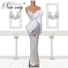 

Exquisite White Beaded Evening Dresses Robes Femme 2022 Dubai Couture Handmade Mermaid Prom Dresses Red Carpet Dress Party Gowns