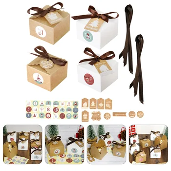 

24 Sets Christmas Kraft Paper Boxes Xmas Candy Wrapping Boxes Packing Boxes