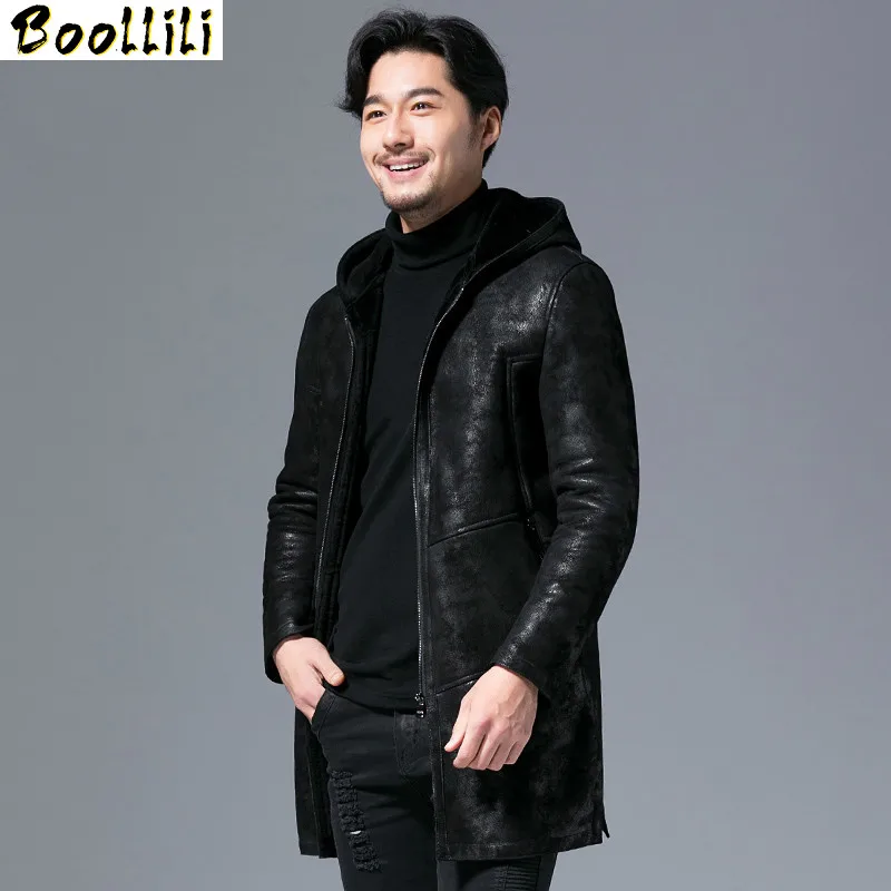 

Boollili Genuine Leather Jacket Men Sheep Shearling Real Fur Coat Plus Size Real Fur Wool Chaqueta Cuero Hombre