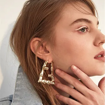 

2020 New Exaggerated Luxury Double Letter F Ring Fashion Earrings Women Personality Earrings For Women Girl Jewlery