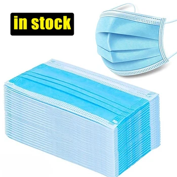 

2/50PCS Wholesale Disposable Adult Mask Nonwove 3 Layer Ply Filter Mask mouth Face mask filter dustproof Protective masks