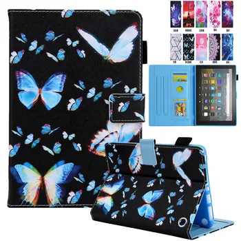 

Print PU leather Flower Cover for Amazon Kindle Fire HD8 2020 Case for Fire HD 8 Plus HD8 10th 2016 2017 2018 6th 7th 8th Tablet