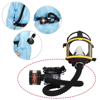 

Electric Supplied Air Fed Pump Set For Full Face Protective Mask With Canister 62L / 74L/min Gear Air Supply Flow Rate System