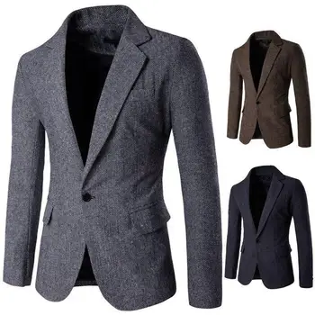 

Men Tops Long Sleeve Busniess Formal One Button Suit Blazer Coat