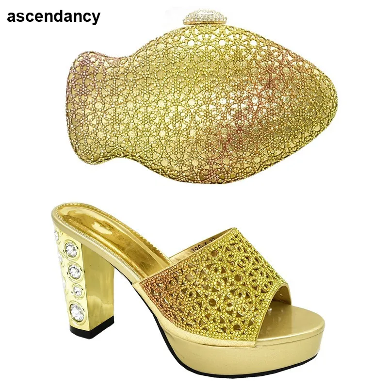

Italian Women Wedding Shoes and Bag Set High Quality Slip on Sexy Lady Pumps for Parties Italian Shoes and Bags Set Envio Gratis