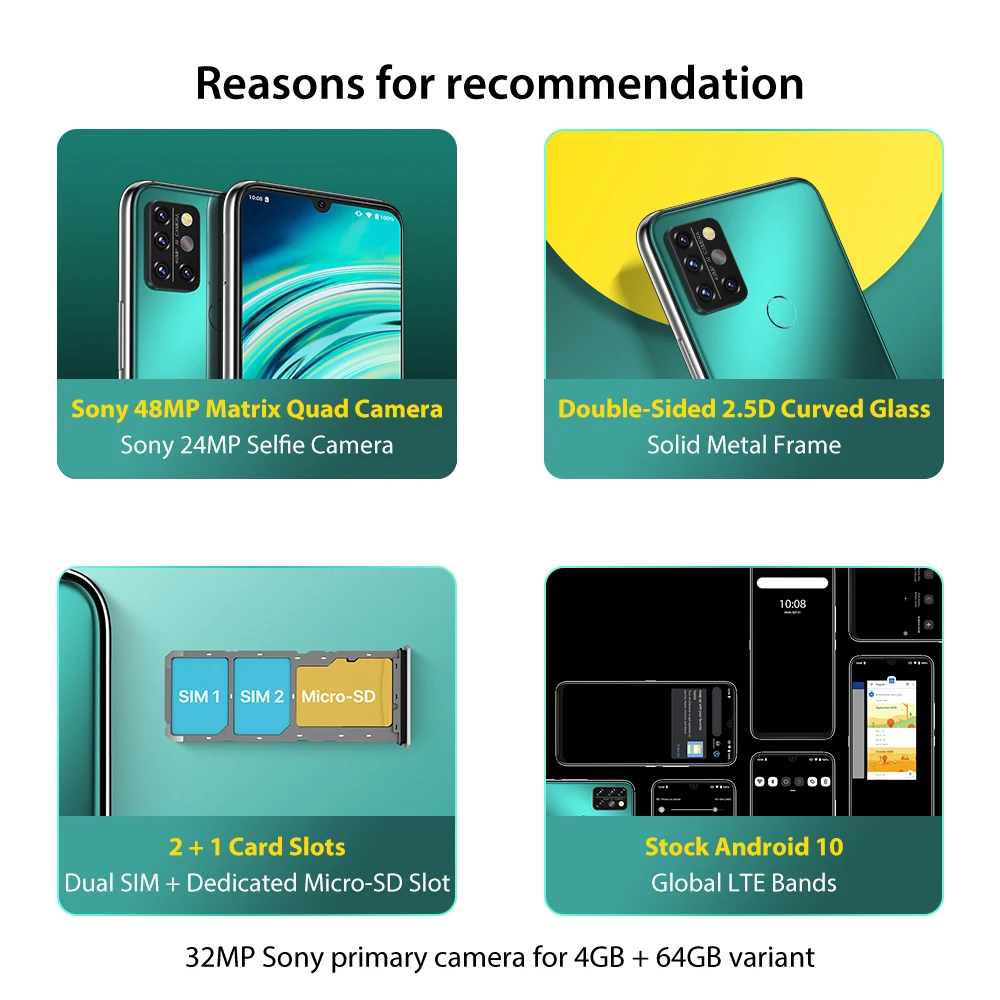 UMIDIGI A9 Pro Android Smartphone Unlocked 48MP Quad Camera 6GB 128GB Helio P60 6.3