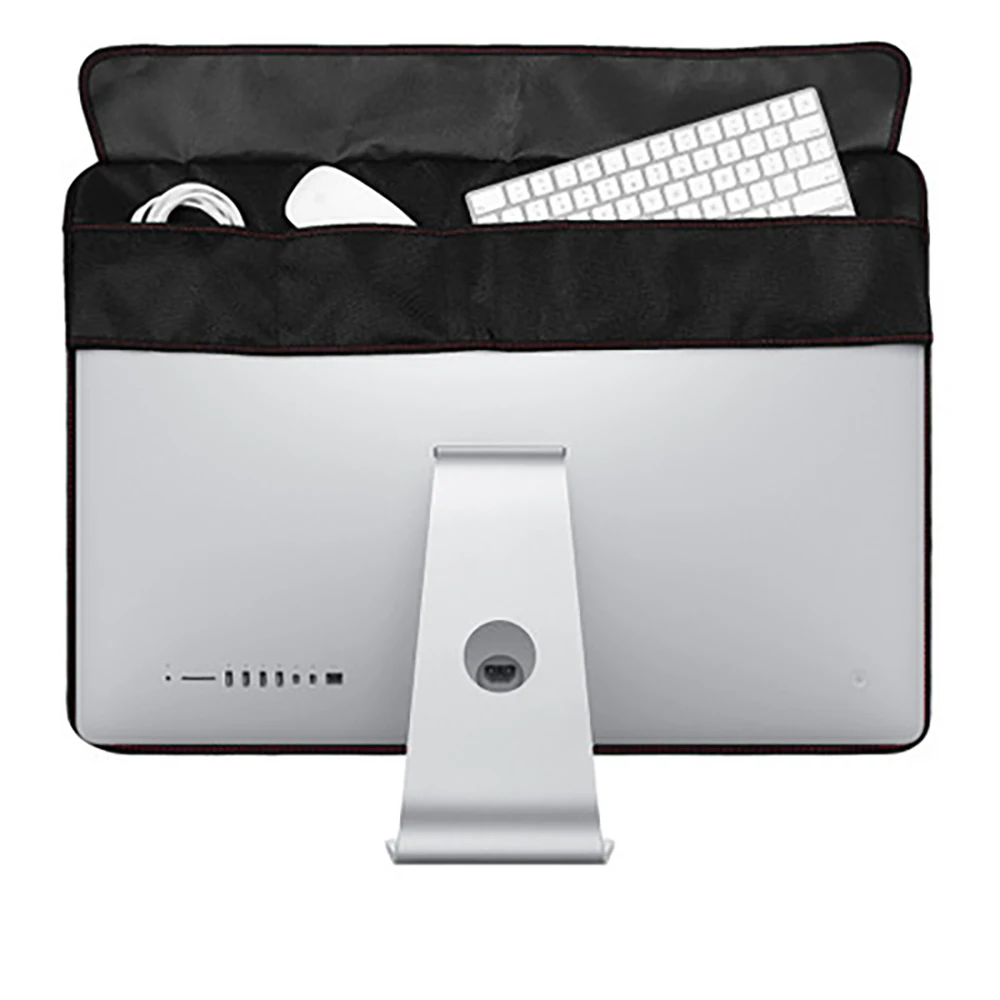 24 Inch New PU Leather Cover for iMac Computer Monitor Polyester Dust Cover Protector with Inner Soft Lining Back Pocket