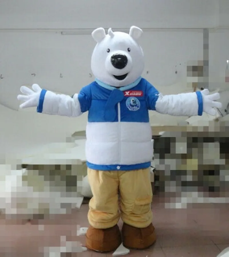 

NEW Cute White Bear Mascot Costume Halloween Suits ** Game Dress Outfits Advertising Unisex Hallowen Christmas Gift